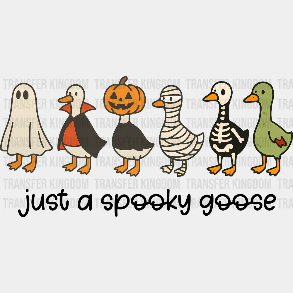 Just A Spooky Goose 6 Goose Halloween DTF Transfer Adult Unisex S & M (10’’) / Dark Color Design (See Imaging)