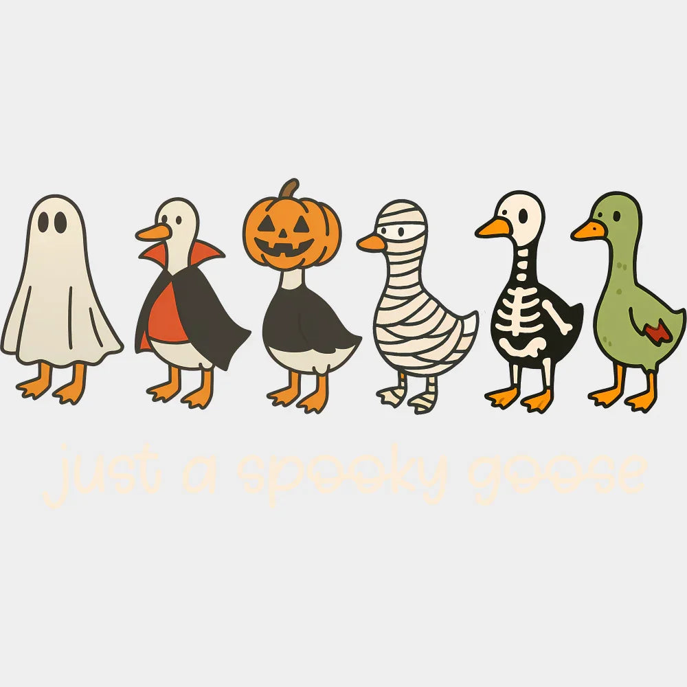 Just A Spooky Goose 6 Goose Halloween DTF Transfer Adult Unisex S & M (10’’) / Light Color Design (See Imaging)
