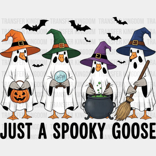 Just A Spooky Goose B&W Bats Halloween DTF Transfer Adult Unisex S & M (10’’) / Dark Color Design (See Imaging)