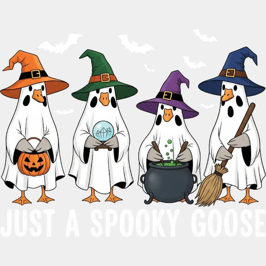 Just A Spooky Goose B&W Bats Halloween DTF Transfer Adult Unisex S & M (10’’) / Light Color Design (See Imaging)