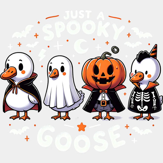 Just A Spooky Goose Cute Design Halloween DTF Transfer Adult Unisex S & M (10’’) / Light Color Design (See Imaging)