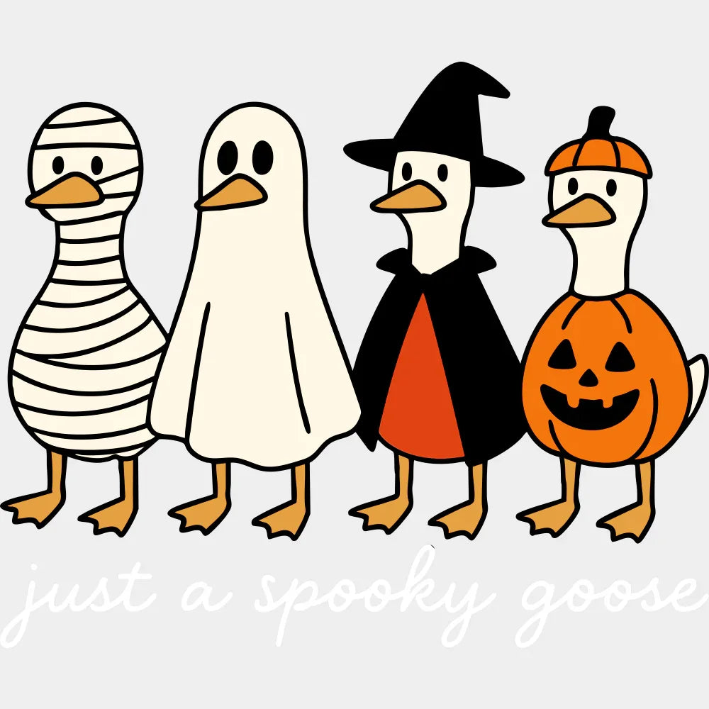 Just A Spooky Goose Design Halloween DTF Transfer Adult Unisex S & M (10’’) / Light Color Design (See Imaging)