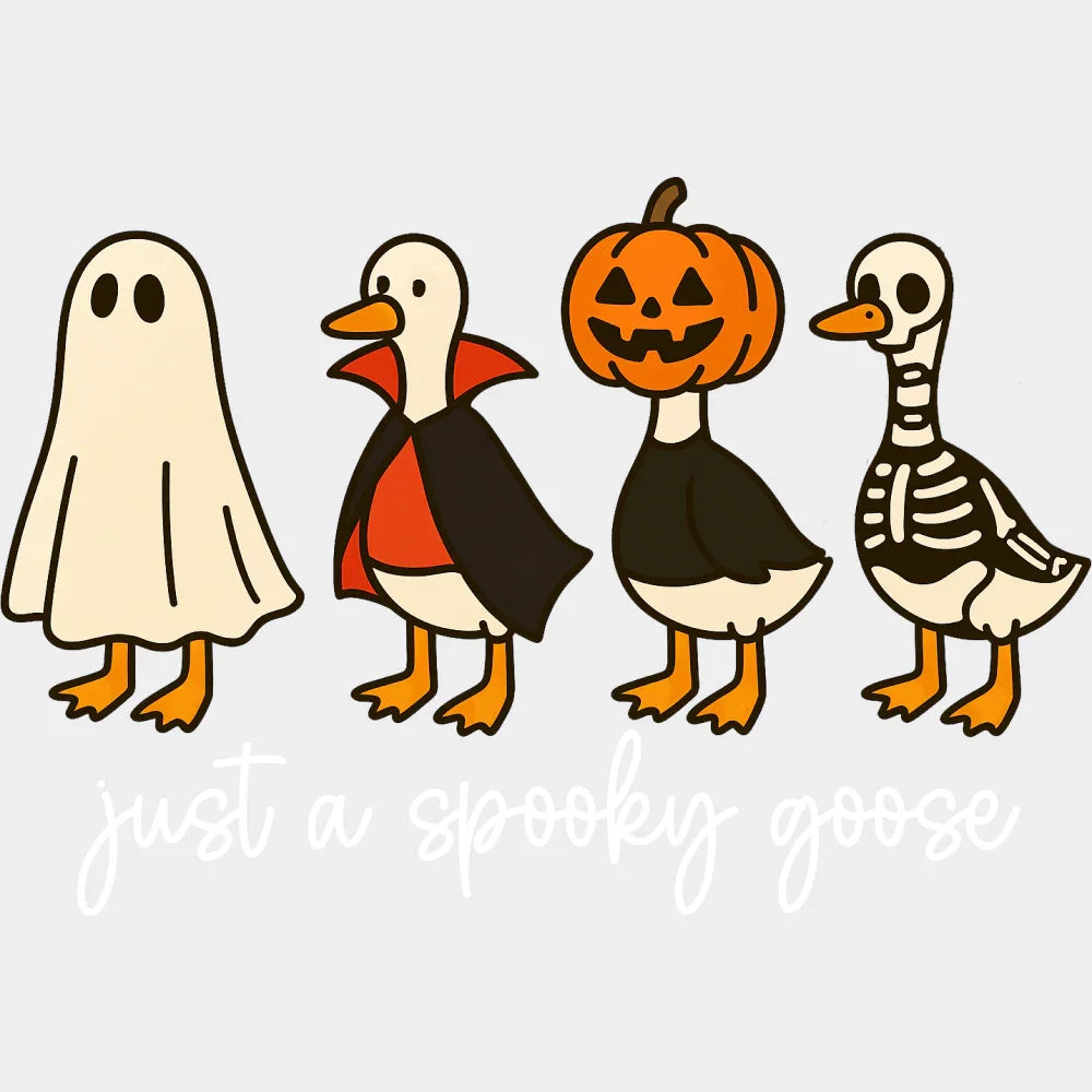 Just A Spooky Goose Geese Design Halloween DTF Transfer Adult Unisex S & M (10’’) / Light Color Design (See Imaging)