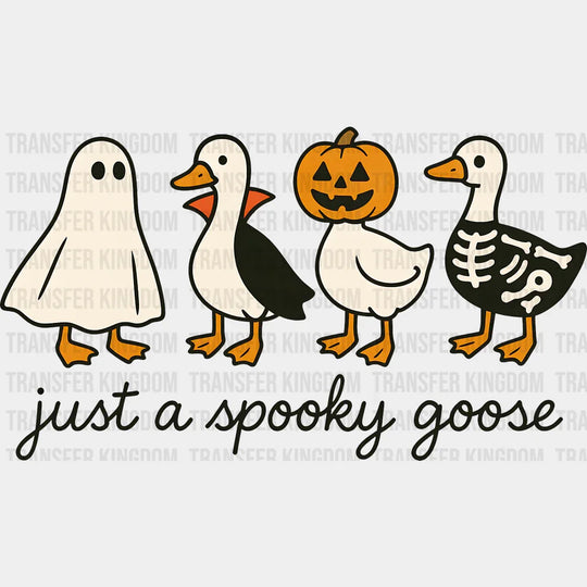 Just A Spooky Goose Ghost Vampire & Skeleton Halloween DTF Transfer Adult Unisex S & M (10’’) / Dark Color Design (See