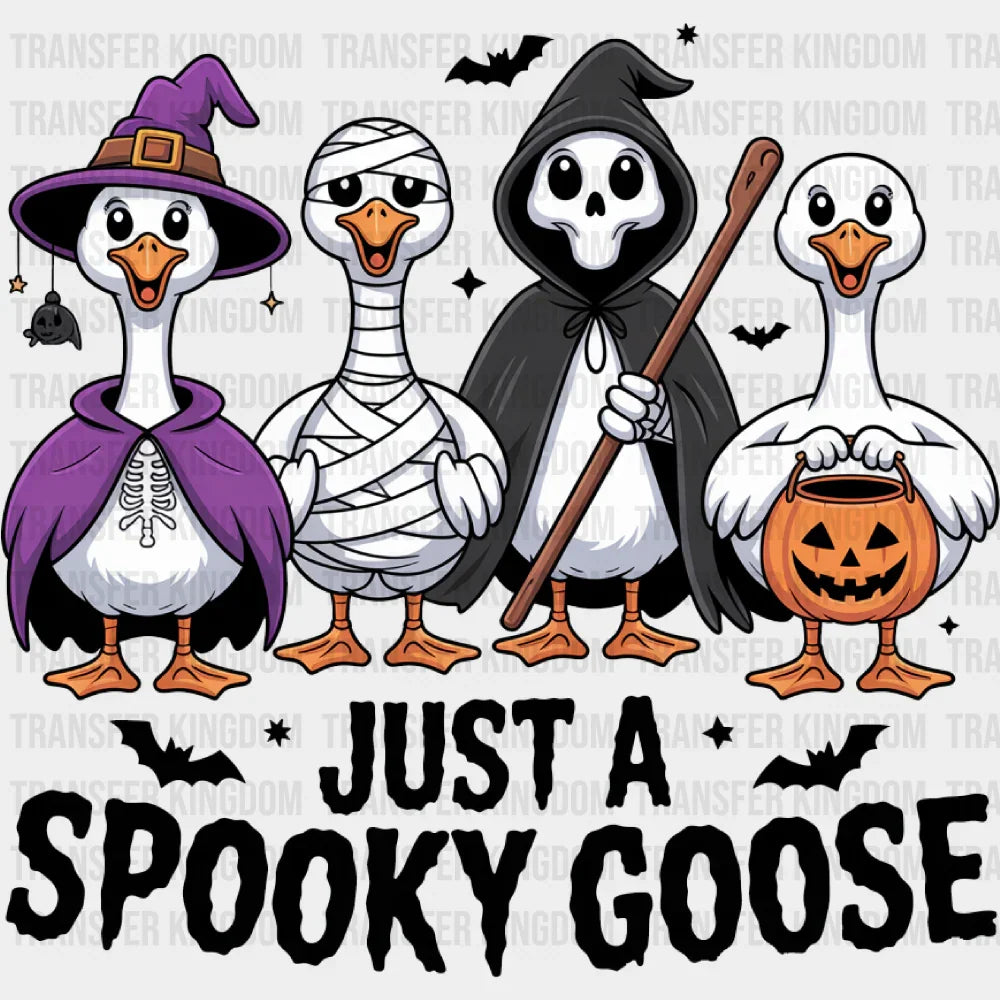 Just A Spooky Goose Smiling Halloween DTF Transfer Adult Unisex S & M (10’’) / Dark Color Design (See Imaging)