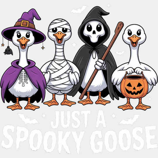 Just A Spooky Goose Smiling Halloween DTF Transfer Adult Unisex S & M (10’’) / Light Color Design (See Imaging)