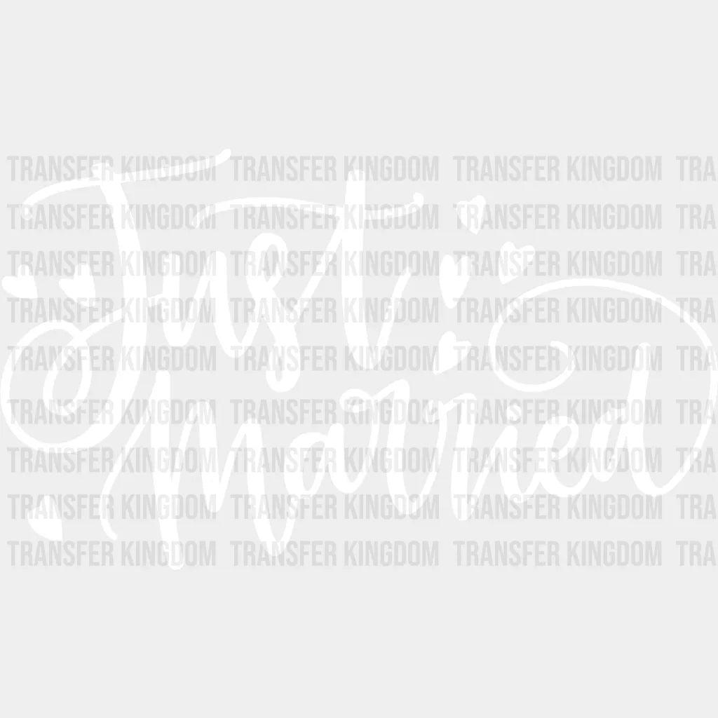 Just Married Cursive Design - Honeymoon Iron On Dtf Transfer Unisex S & M (10’’) / Light Color
