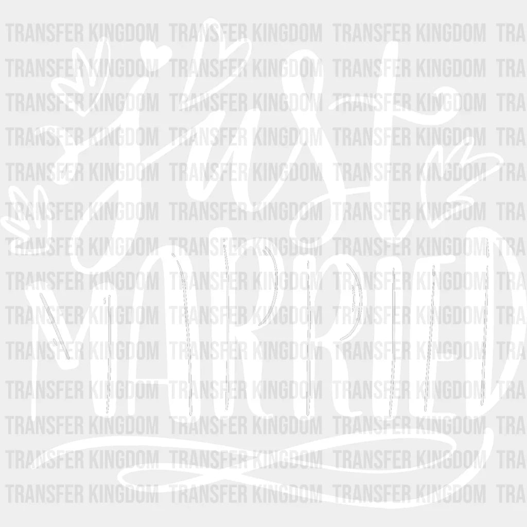 Just Married Heart Design - Honeymoon Iron On Dtf Transfer Unisex S & M (10’’) / Light Color
