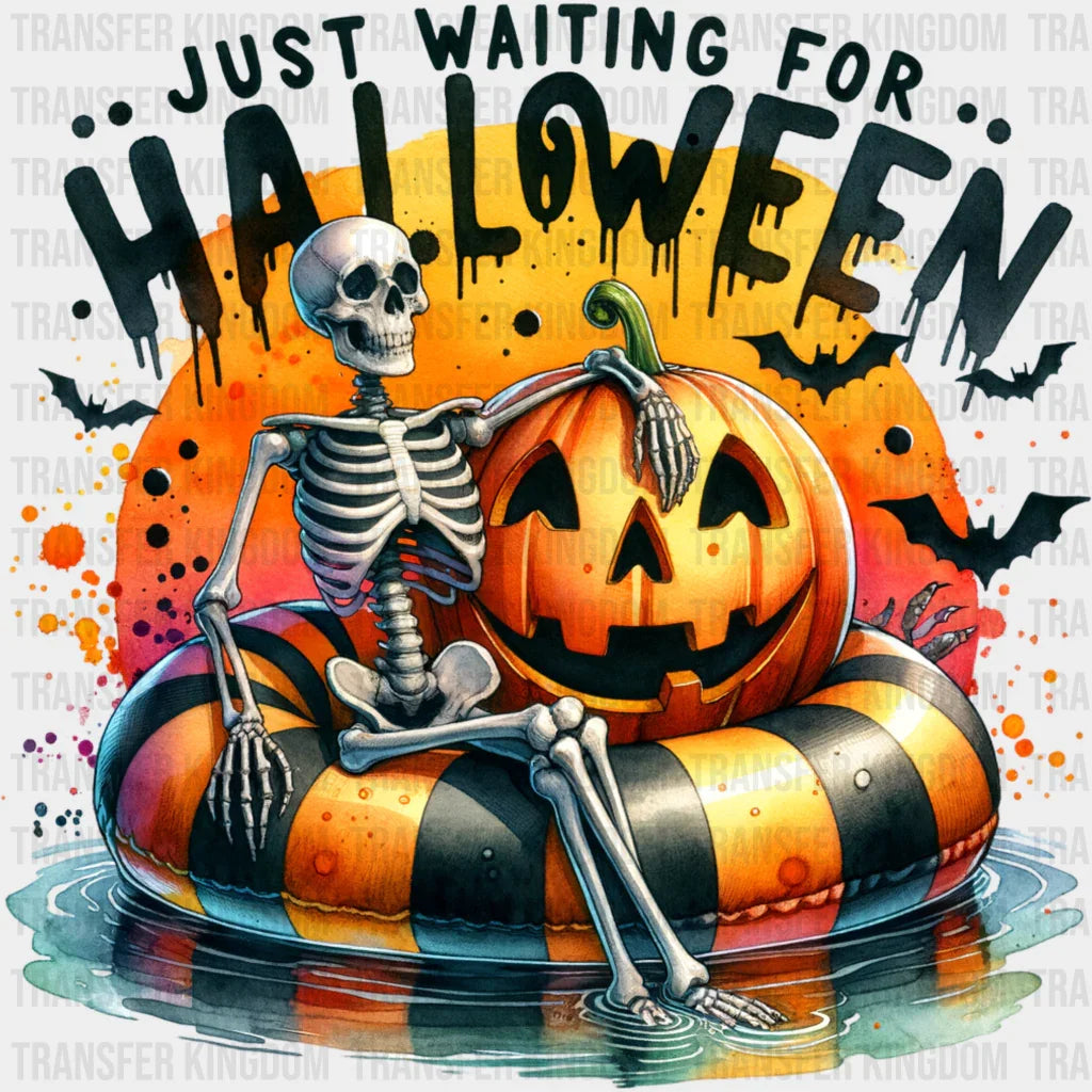 Just Waiting For Halloween - Dtf Heat Transfer Unisex S & M (10’) / Dark Color Design See Imaging