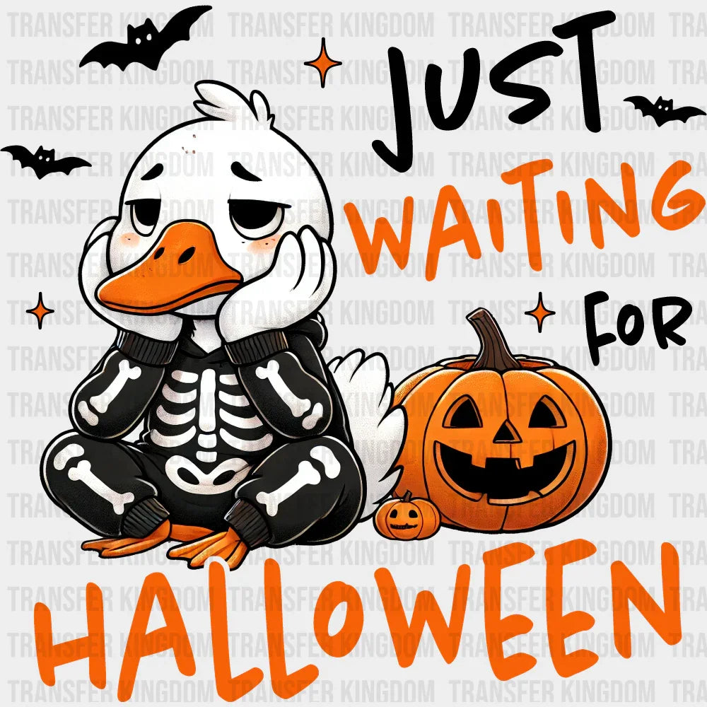 Just Waiting For Halloween Goose Halloween DTF Transfer Adult Unisex S & M (10’’) / Dark Color Design (See Imaging)