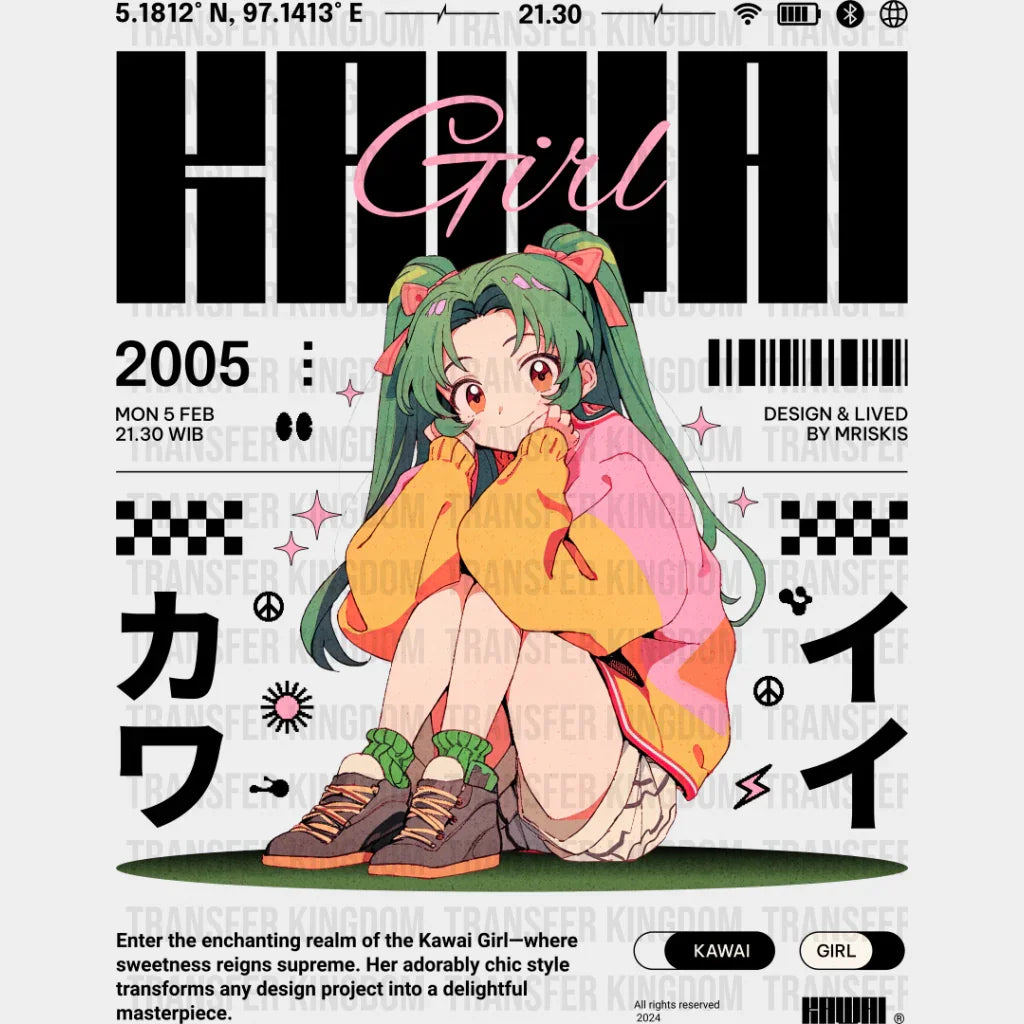 Kawai Girl - Anime Dtf Heat Transfer Unisex S & M (10’’) / Dark Color Design See Imaging