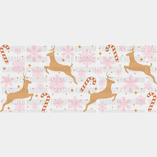 Khaki Reindeer Design - Christmas Cup Wrap Uv Sticker Permanent Dtf Decal