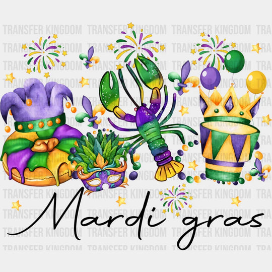 King Cake Mask Lobster - Mardi Gras DTF Transfer Adult Unisex - S & M (10’’) / Dark Color Design (See Imaging)
