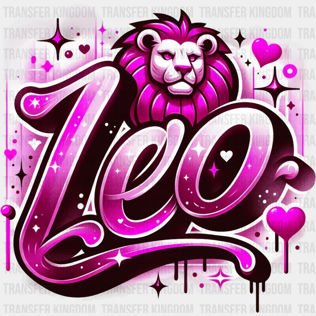Leo Blue And Pink - Zodiacs & Horoscopes Dtf Transfer Unisex S M (10’’) / Color Design See Imaging