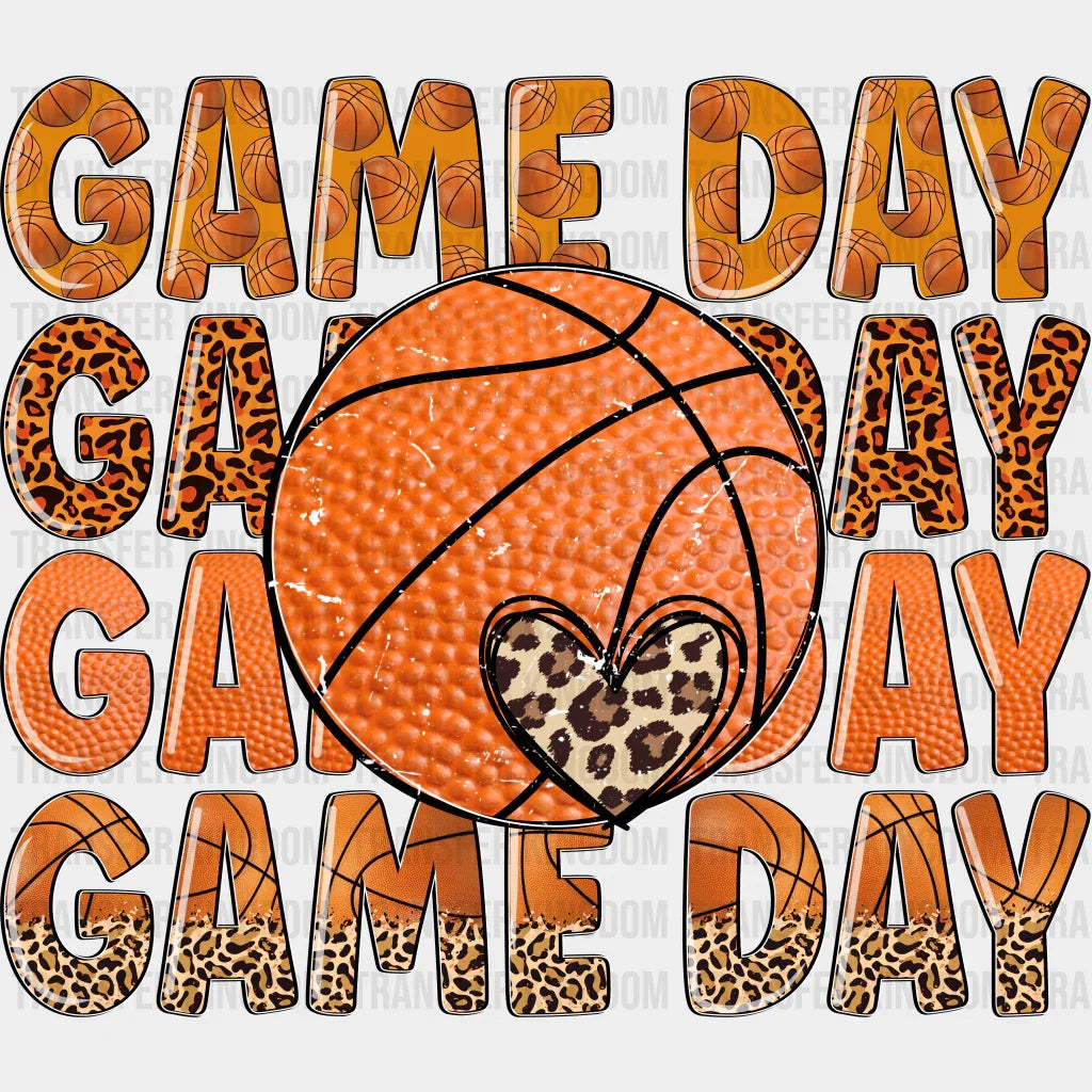Leopard Heart Game Day Design - Basketball Dtf Heat Transfer