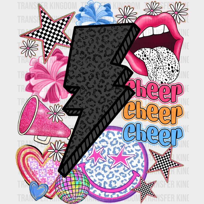 Leopard Print Lightning Bolt - Cheerleading DTF Transfers