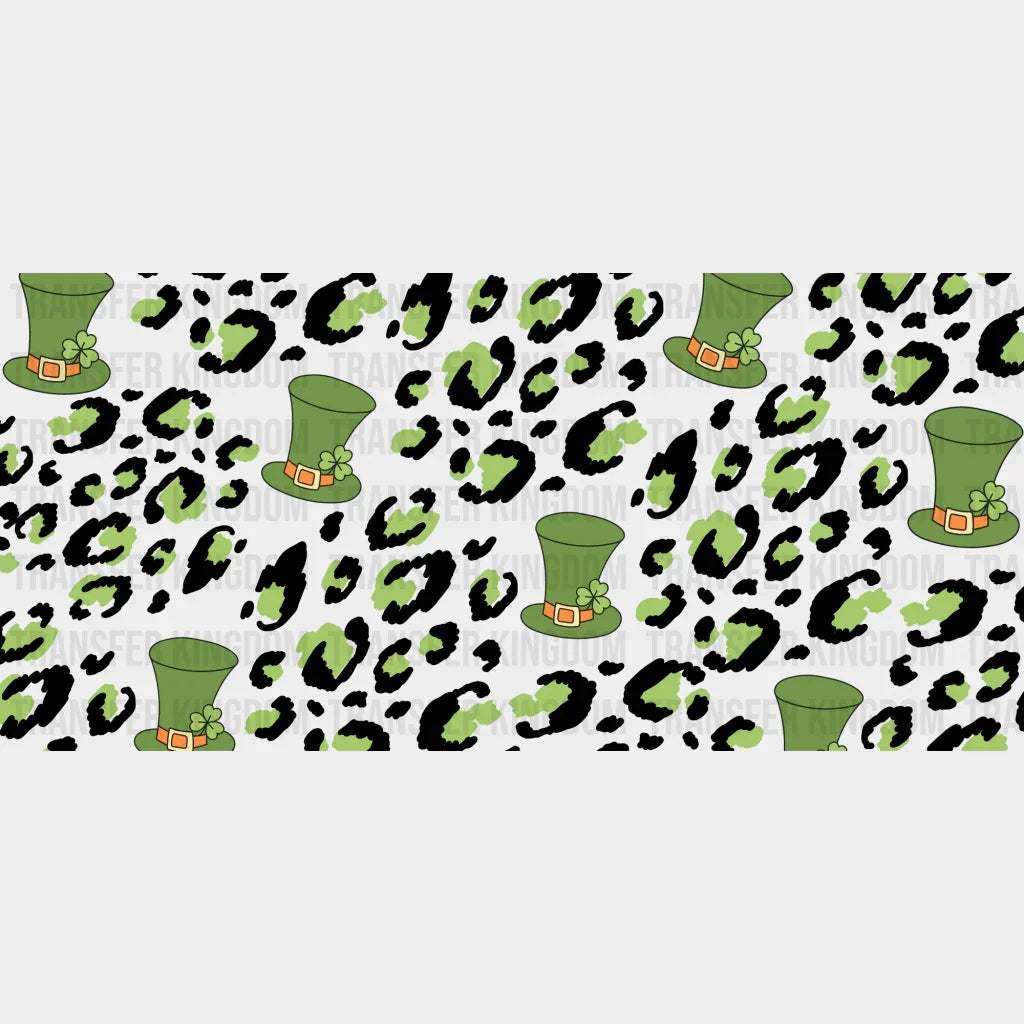 Leprechaun Hat Leopard Print - St Patrick Cup Wrap Uv Sticker Permanent Dtf Decal