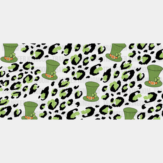 Leprechaun Hat Leopard Print - St Patrick Cup Wrap Uv Sticker Permanent Dtf Decal