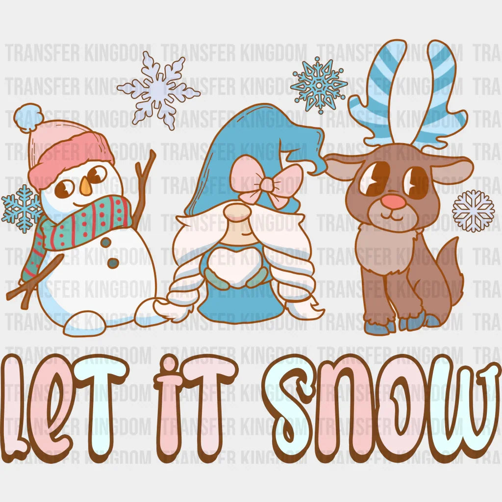 Let It Snow Reindeer Design - Winter Iron On Dtf Transfer