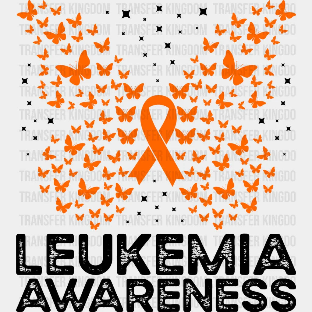 Leukemia Awareness Butterfly Design - Dtf Heat Transfer Unisex S & M (10’’) / Dark Color See Imaging