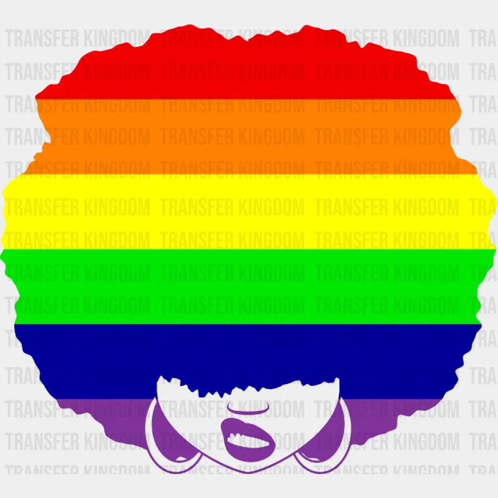 Lgbt Afro Smirk Head - Lgbt Support Pride Design Dtf Heat Transfer