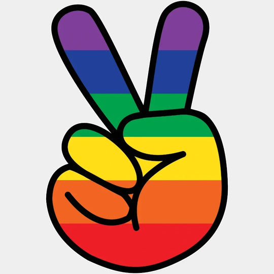 Lgbtq+ Rainbow Peace Sign - Lgbtq Pride Design Dtf Heat Transfer
