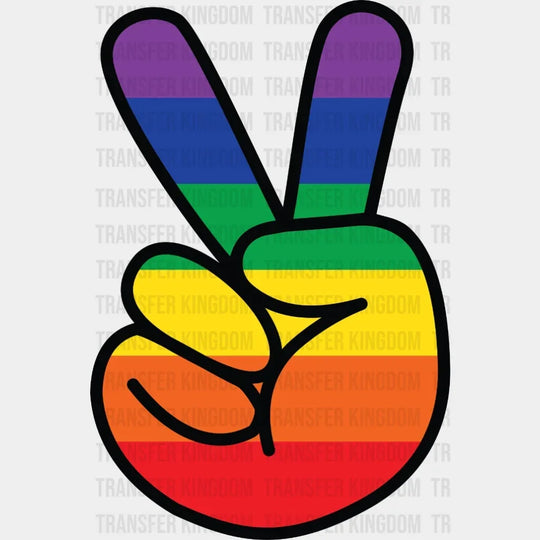 Lgbtq+ Rainbow Peace Sign - Lgbtq Pride Design Dtf Heat Transfer