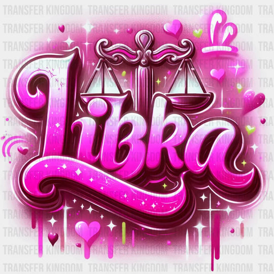 Libra Blue And Pink - Zodiacs & Horoscopes Dtf Transfer Unisex S M (10’’) / Color Design See Imaging