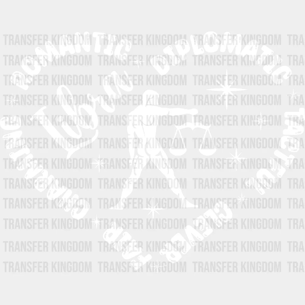 Libra Heart Design - Zodiac & Horoscopes Dtf Heat Transfer Unisex S M (10’’) / Light Color See