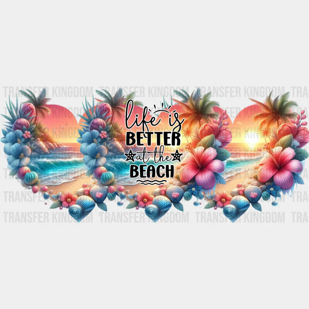 Life Is Better At The Beach Hearts - Summer Cup Wrap UV Sticker Permanent UV DTF Decal UVDTF