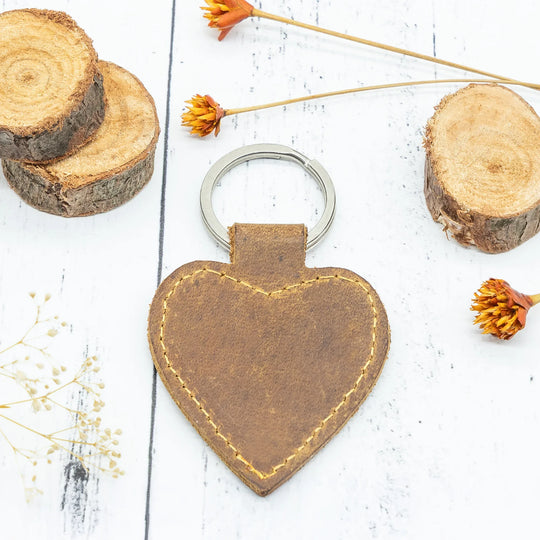 Heart-Shaped Keychain – Faux Leather Key Ring in Multiple Colors