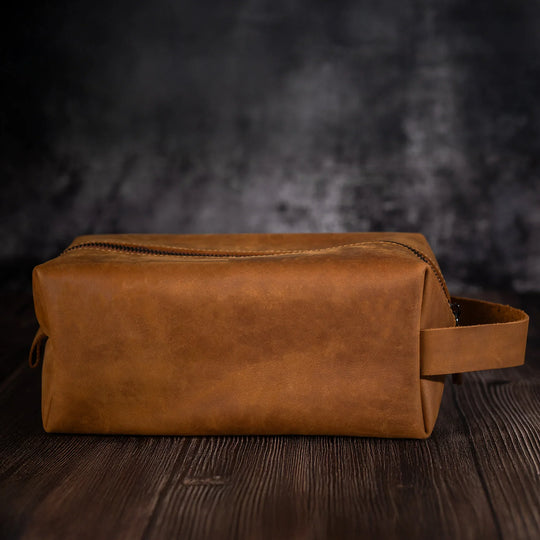 Faux Leather Dopp Kit – Men’s Travel Toiletry Bag