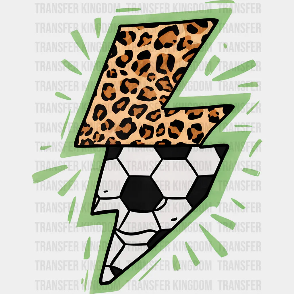 Lightning Half Soccer Ball Leopard Design - Dtf Heat Transfer