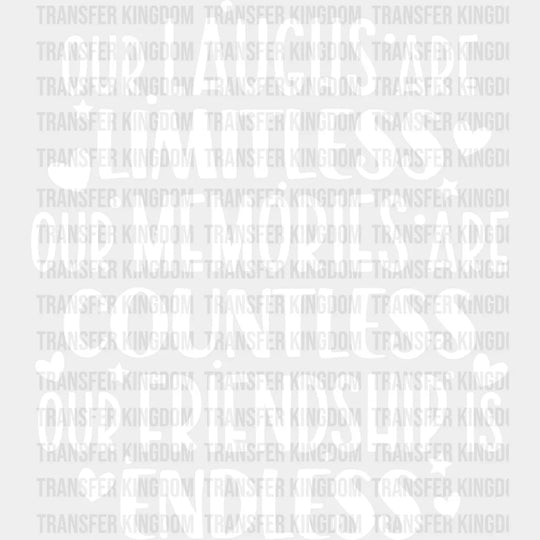 Limitless Countless Endless - Best Friends Dtf Transfer Unisex S & M (10’’) / Light Color