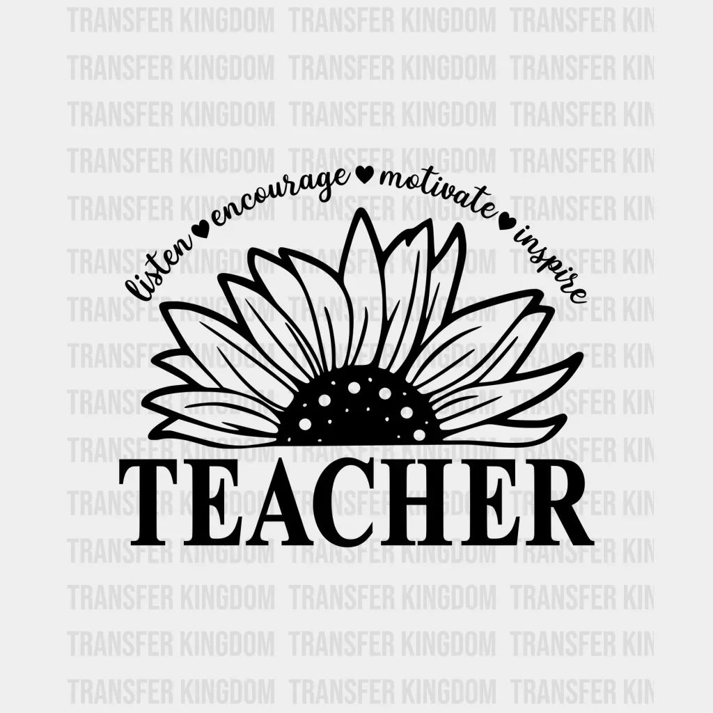 Listen Encourage Motivate Inspire Flower Design - Dtf Heat Transfer Unisex S & M ( 10 ) / Dark Color