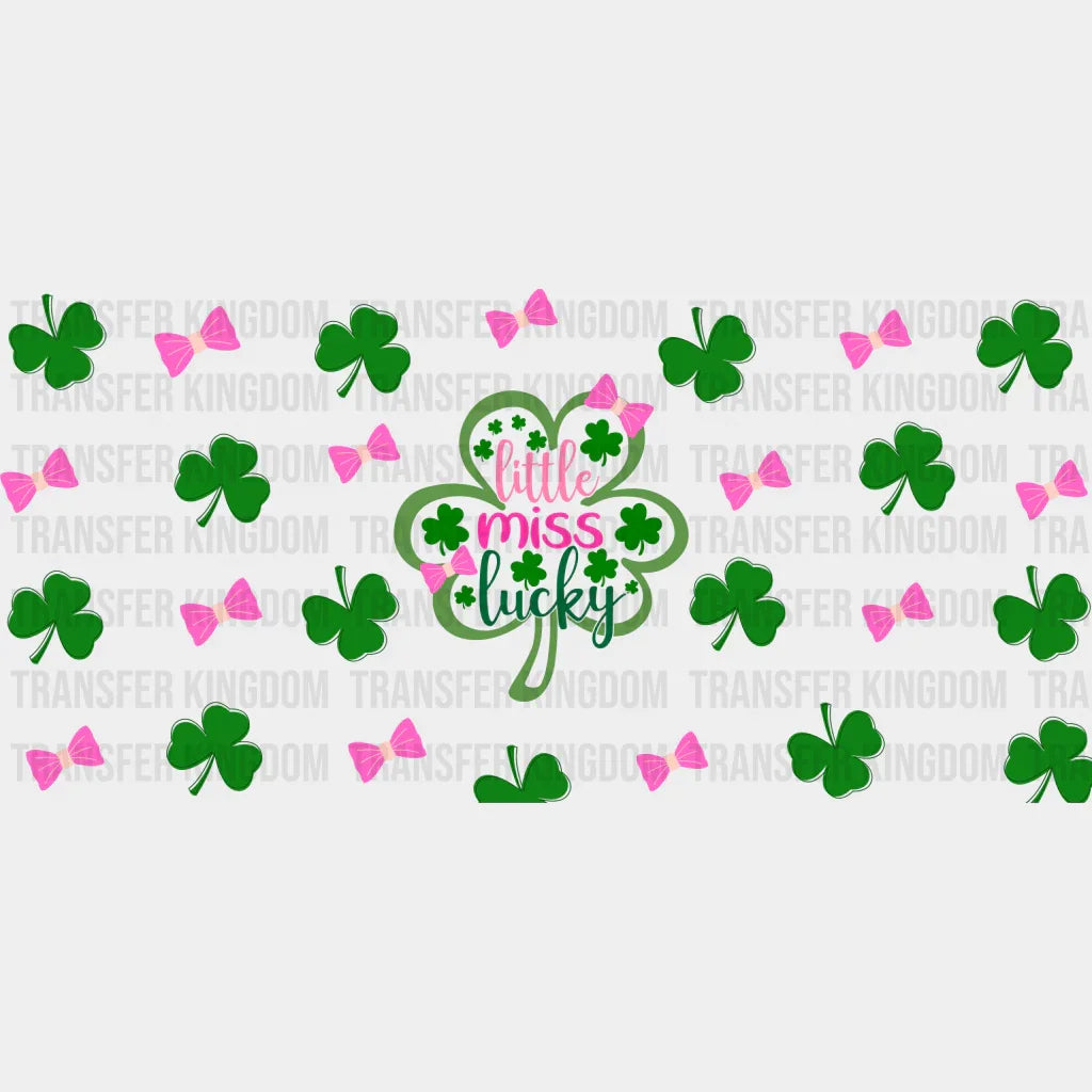 Little Miss Lucky Bow Tie - St Patrick Cup Wrap Uv Sticker Permanent Dtf Decal