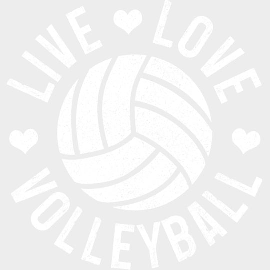 Live Love Volleyball B&W Hearts - Volleyball DTF Transfers Adult Unisex - S & M (10’’) / Light Color Design (See