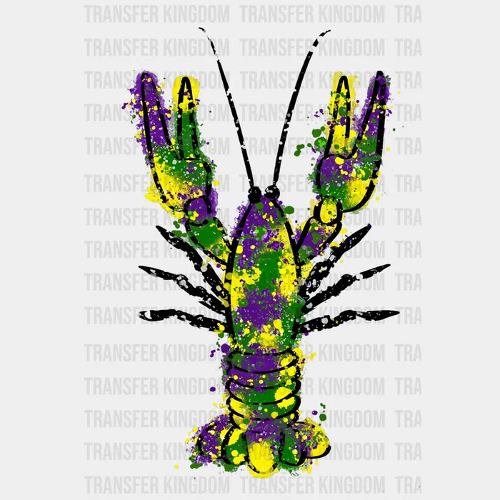 Crawfish Green Purple Yellow Mardi Gras Design - Mardi Gras DTF heat transfer