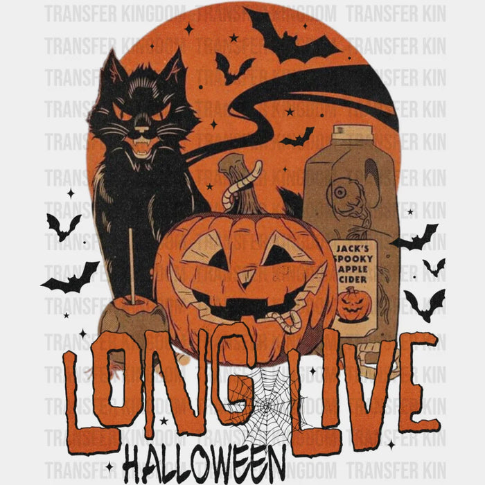 Long Live Halloween Cat And Pumpkin - Halloween DTF Transfer