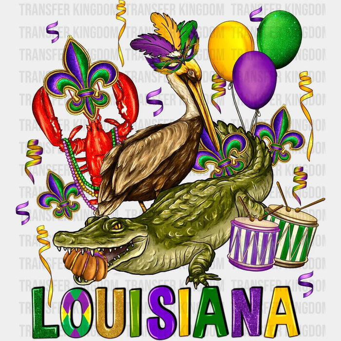 Louisiana Animals Mardi Gras Design- Mardi Gras DTF heat transfer