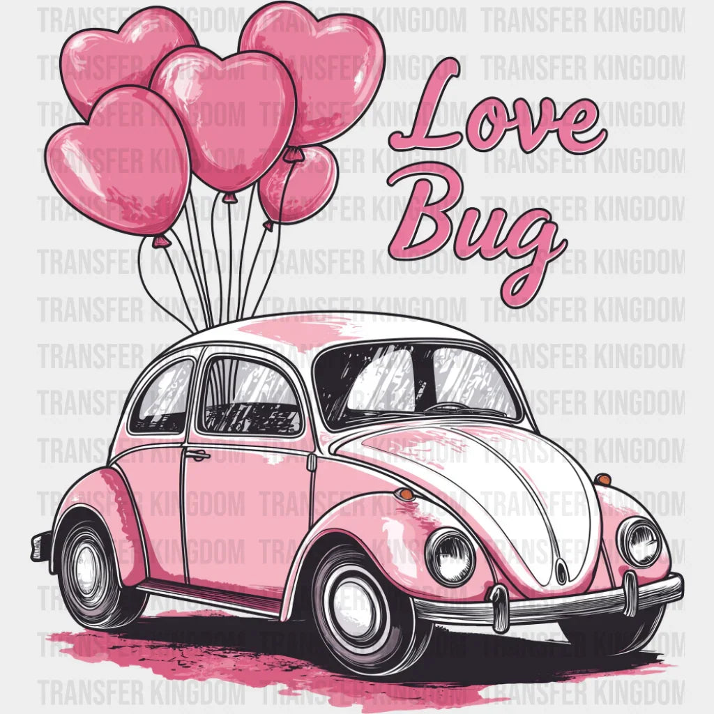 Love Bug Pink Beetle Design - Valentine’s Day Dtf Transfer