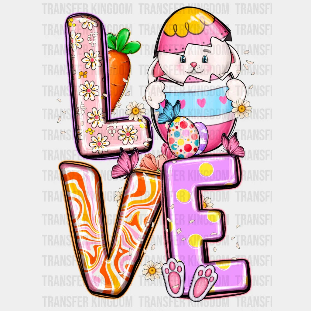 Love Bunny Holding Egg - Easter Dtf Heat Transfer