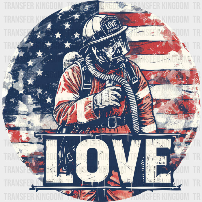 Love Circular US Flag - Fire Department DTF Transfers