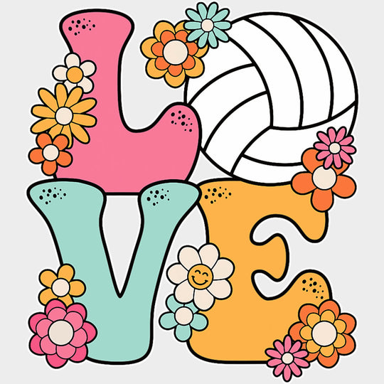 Love Daisies - Volleyball DTF Transfers Adult Unisex - S & M (10’’) / Light Color Design (See Imaging)