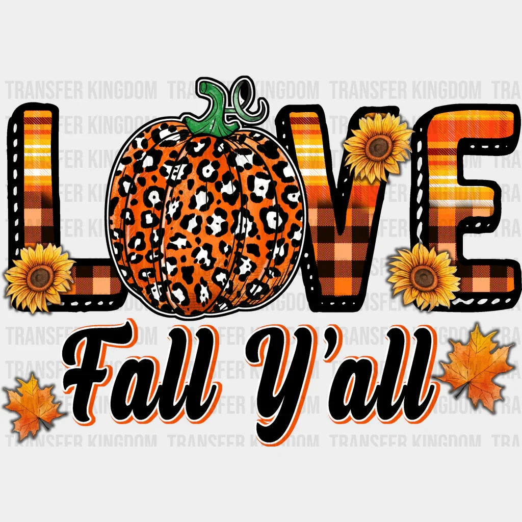 Love Fall Y’all Leopard Pumpkin - Dtf Transfer Unisex S & M (10’’) / Dark Color Design See Imaging
