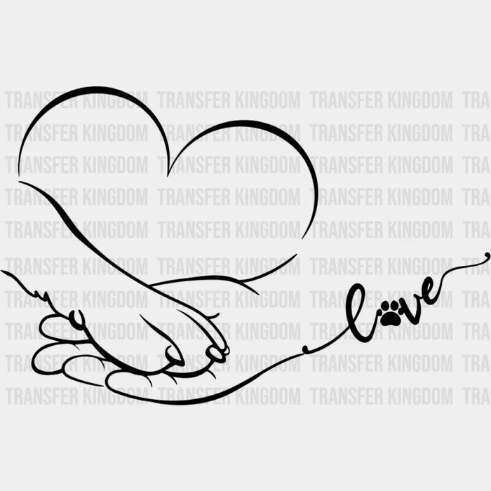 Love Heart Paw Hand - Dogs DTF Transfer