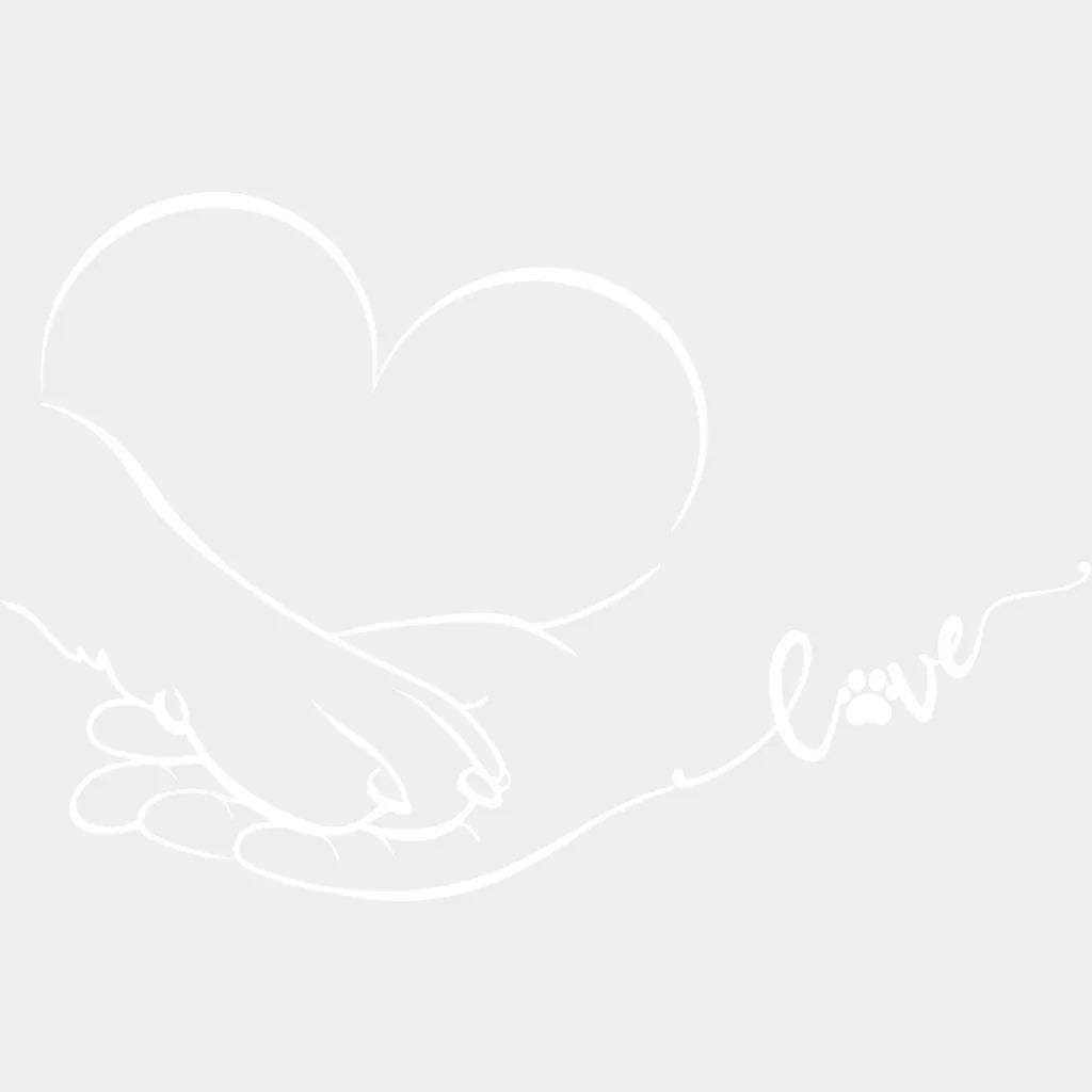 Love Heart Paw Hand - Dogs DTF Transfer Adult Unisex - S & M (10’’) / Light Color Design (See Imaging)
