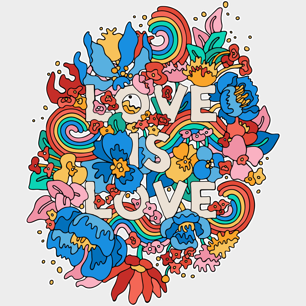 Love Is Love Vibrant Design - Lesbian DTF Transfers Adult Unisex - S & M (10’’) / Light Color Design (See Imaging)