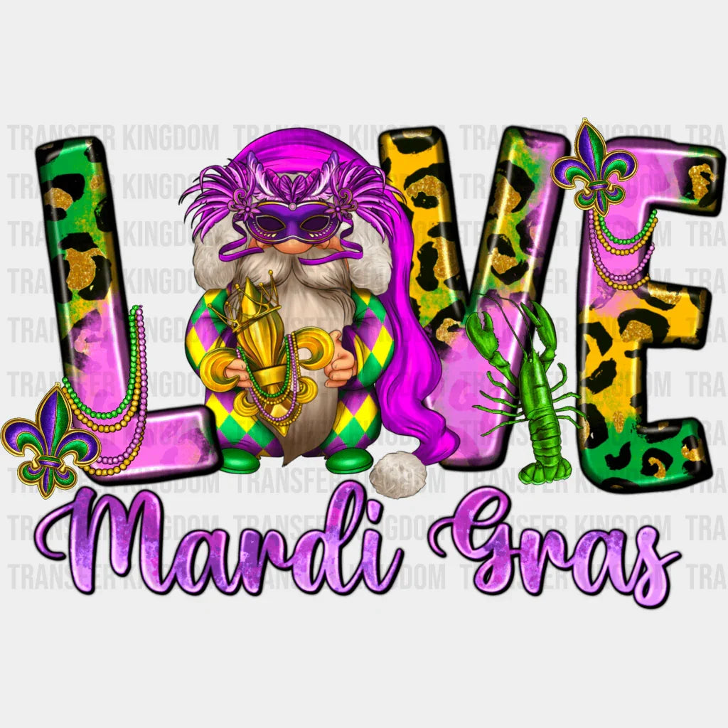Love Mardi Gras Design- Dtf Heat Transfer