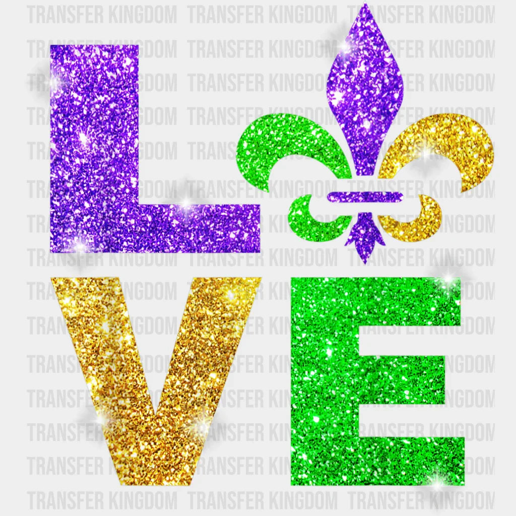 Love Mardi Gras Design- Dtf Heat Transfer